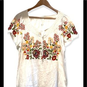 Anthropologie Embroidered Floral Shirt